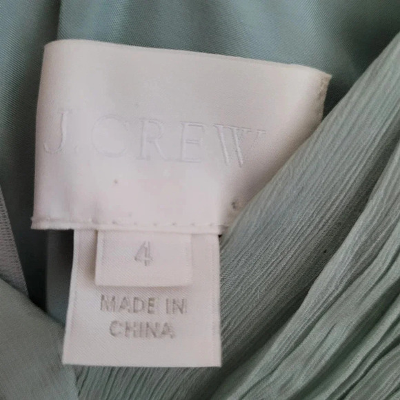 J.CREW Women's Mini Heidi Dress 4 Gray Solid 100% Silk Ruffle Sleeveless V-Neck - Picture 3 of 9